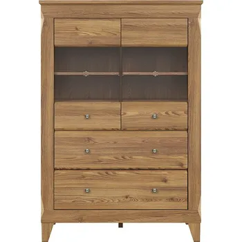 Knihovna BRW Bergen REG2W2S vitrína, modřín sibiu zlatý