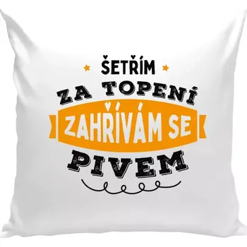Polštář Polštář bílý 40x40 cm Zahřívám se pivem
