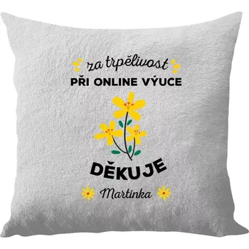 Polštář Polštář bílý 40x40 cm - dlouhý chlup Za trpělivost při online výuce