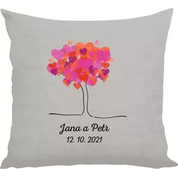 Polštář Polštář lněný 40x40 cm Strom se jmény