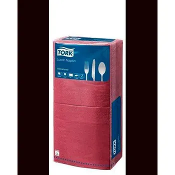 Papírový kapesník TORK – Zásobníky, ručníky a mýdla 477213 Ubrousky Advanced, bordó, 2 vrstvé, 33x33 cm, TORK ,balení 250 ks 17815