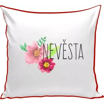 Polštář Polštář barevný 32x32 cm Nevěsta - červené květiny