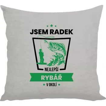 Polštář Polštář lněný 40x40 cm Nejlepší v okolí - rybář