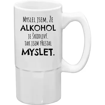 Sklenice Půllitr pro milovníky alkoholu - Myslel jsem, že alkohol je škodlivý - 500 ml