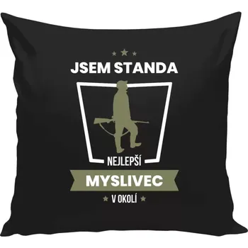 Polštář Polštář černý 40x40 cm Nejlepší v okolí - myslivec
