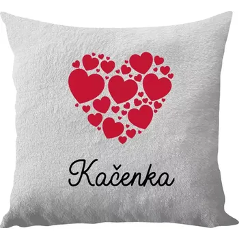 Polštář Polštář bílý 40x40 cm - dlouhý chlup Srdíčka se jménem