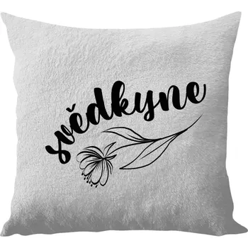 Polštář Polštář bílý 40x40 cm - dlouhý chlup Svědkyně - s květinou