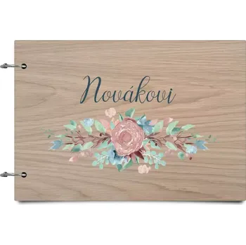 Fotokniha Dřevěné album se sponami Květiny s příjmením