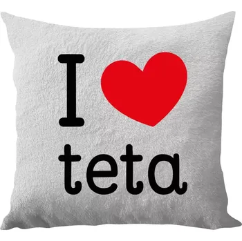 Polštář Polštář bílý 40x40 cm - dlouhý chlup I love teta