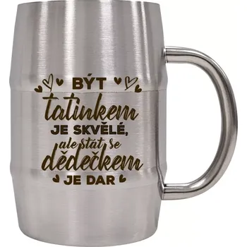 Sklenice Nerezový chladicí půllitr Stát se dědečkem je dar