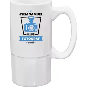 Sklenice Půllitr bílý vysoký Nejlepší v okolí - fotograf