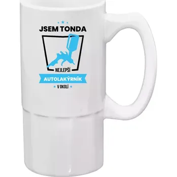 Sklenice Půllitr bílý vysoký Nejlepší v okolí - autolakýrník