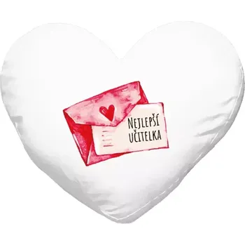 Polštář Polštář srdce 40x35 cm Nejlepší učitelka - přáníčko