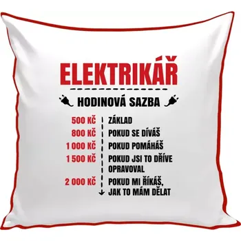 Polštář Polštář barevný 32x32 cm Hodinová sazba - elektrikář