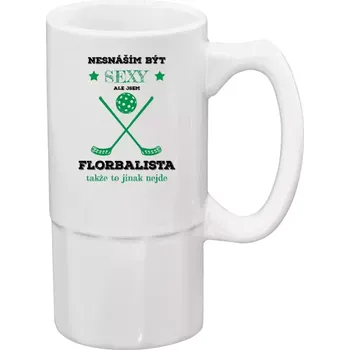 Sklenice Půllitr bílý vysoký Nesnáším být sexy, ale jsem florbalista