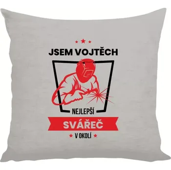 Polštář Polštář lněný 40x40 cm Nejlepší v okolí - svářeč