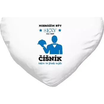 Polštář Polštář srdce 40x35 cm Nesnáším být sexy, ale jsem číšník