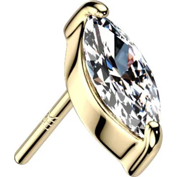 Piercing Atreya Bezzávitová koncovka ze 14 kt zlata 585/1000 Marquise Barva: Žluté zlato / Čirá