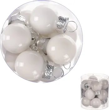 Vánoční dekorace Autronic Ozdoby skleněné, barva bílá, pr.2cm, cena za 1 balení (12ks) - VAK129-2