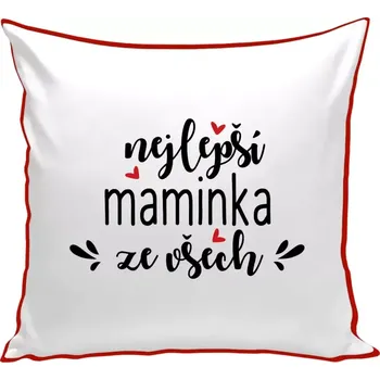 Polštář Polštář barevný 32x32 cm nejlepší maminka ze všech - srdíčka