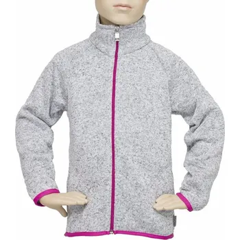 Dívčí svetr Fantom Svetr šedý melír, lemovka růžová 80