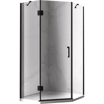 BPS-koupelny Pětiúhelníkový sprchový kout HYD-PK10 80x80 černá/transparent - bez vaničky