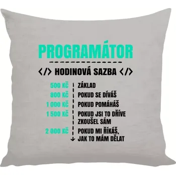 Polštář Polštář lněný 40x40 cm Hodinová sazba - programátor