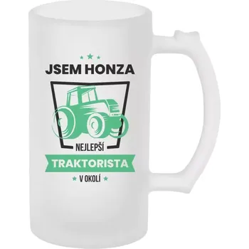 Sklenice Půllitr skleněný matný Nejlepší v okolí - traktorista