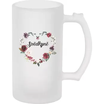 Sklenice Půllitr skleněný matný Svědkyně - květinové srdce