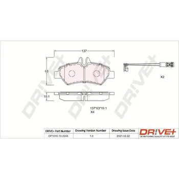 Brzdová destička Sada brzdových destiček, vždy 4 kusy v sadě Dr!ve+ DP1010.10.0906
