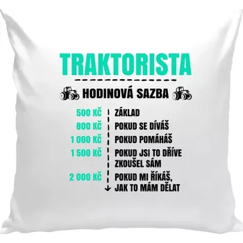 Polštář Polštář bílý 40x40 cm Hodinová sazba - traktorista