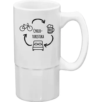 Sklenice Půllitr bílý vysoký Cykloturistika