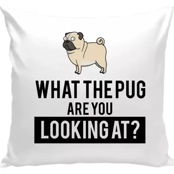 Polštář Polštář bílý 40x40 cm What the pug are you looking at?