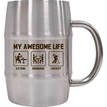 Sklenice Nerezový chladicí půllitr My awesome life - eating, drinking, hockey