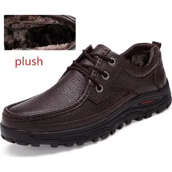 Pánské mokasíny Kožené pánské tenisky a loafers s plyšem uvnitř Velikost: 48, Barva (Varianta): Hnědá s kožíškem