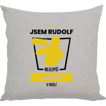 Polštář Polštář lněný 40x40 cm Nejlepší v okolí - malíř