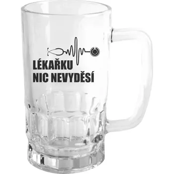 Sklenice Půllitr pro lékaře a lékařky - Lékařku nic nevyděsí - čirý