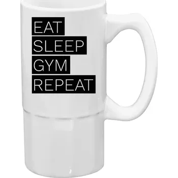Sklenice Půllitr pro fitness nadšence - Eat, Sleep, Gym, Repeat - 500 ml