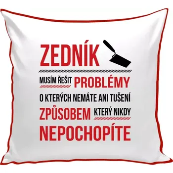 Polštář Polštář barevný 32x32 cm Musím řešit problémy - zedník