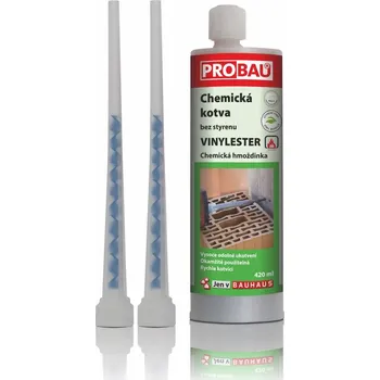 Průmyslové lepidlo PROBAU Chemická kotva vinylester, 420 ml, 2× mixážní tryska, bez styrenu 53132