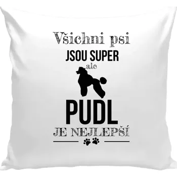 Polštář Polštář bílý 40x40 cm Pudl je nejlepší