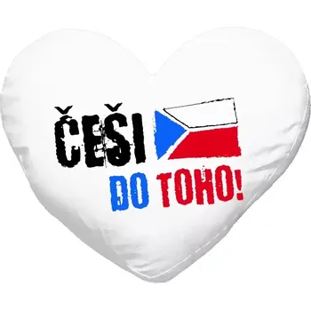 Polštář Polštář srdce 40x35 cm Češi, do toho! - vlajka