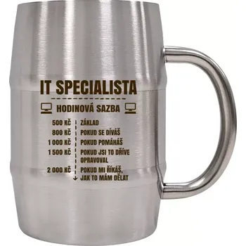 Sklenice Nerezový chladicí půllitr pro IT specialisty - Hodinová sazba - IT specialista - 500 ml