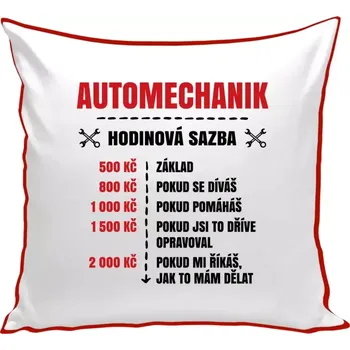 Polštář Polštář barevný 32x32 cm Hodinová sazba - automechanik