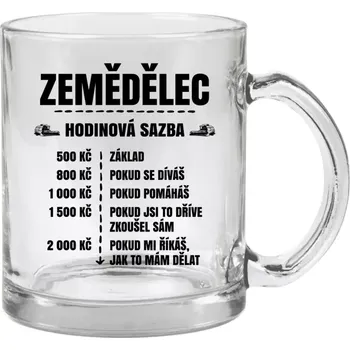 Hrnek 330 ml - skleněný Hodinová sazba - zemědělec