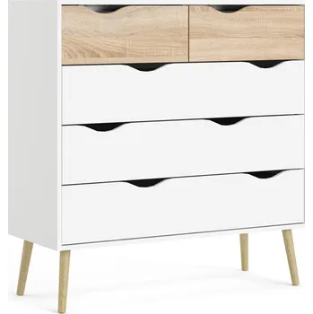 Komoda Komoda OSLO 75456 se zásuvkami v bílé barvě s prvky dekoru dub