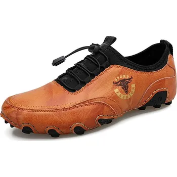 Pánské mokasíny Pohodlné kožené boty s odznakem kvalitní jezdecké boty Barva: Hnědá, Velikost: 42