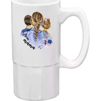 Sklenice Půllitr bílý vysoký Jsem máma - kluk a holka