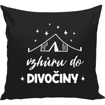 Polštář Polštář černý 40x40 cm Vzhůru do divočiny
