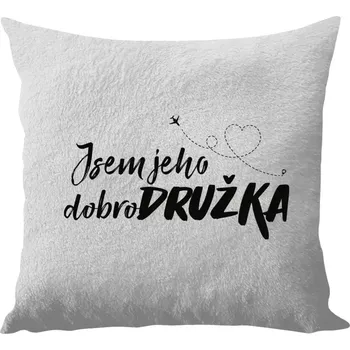 Polštář Polštář bílý 40x40 cm - dlouhý chlup Jsem jeho dobrodružka